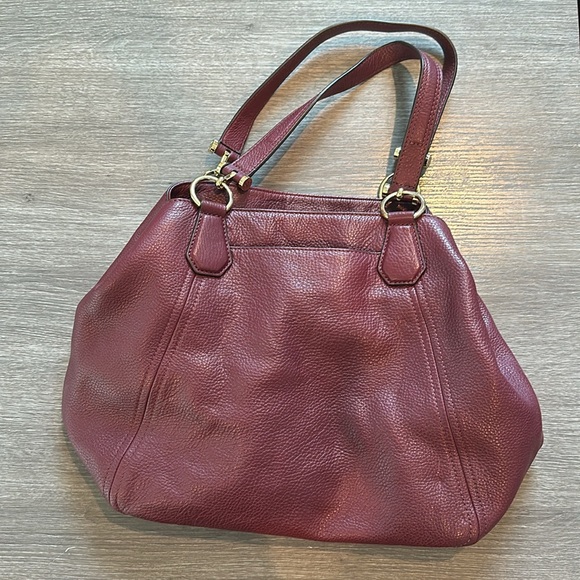 Michael Kors Frances Merlot Pebbled Leather Shoulder Bag Great Condition - Picture 2 of 7